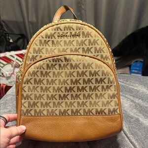 Michael Kors Tan and Brown Logo Backpack & Wallet
